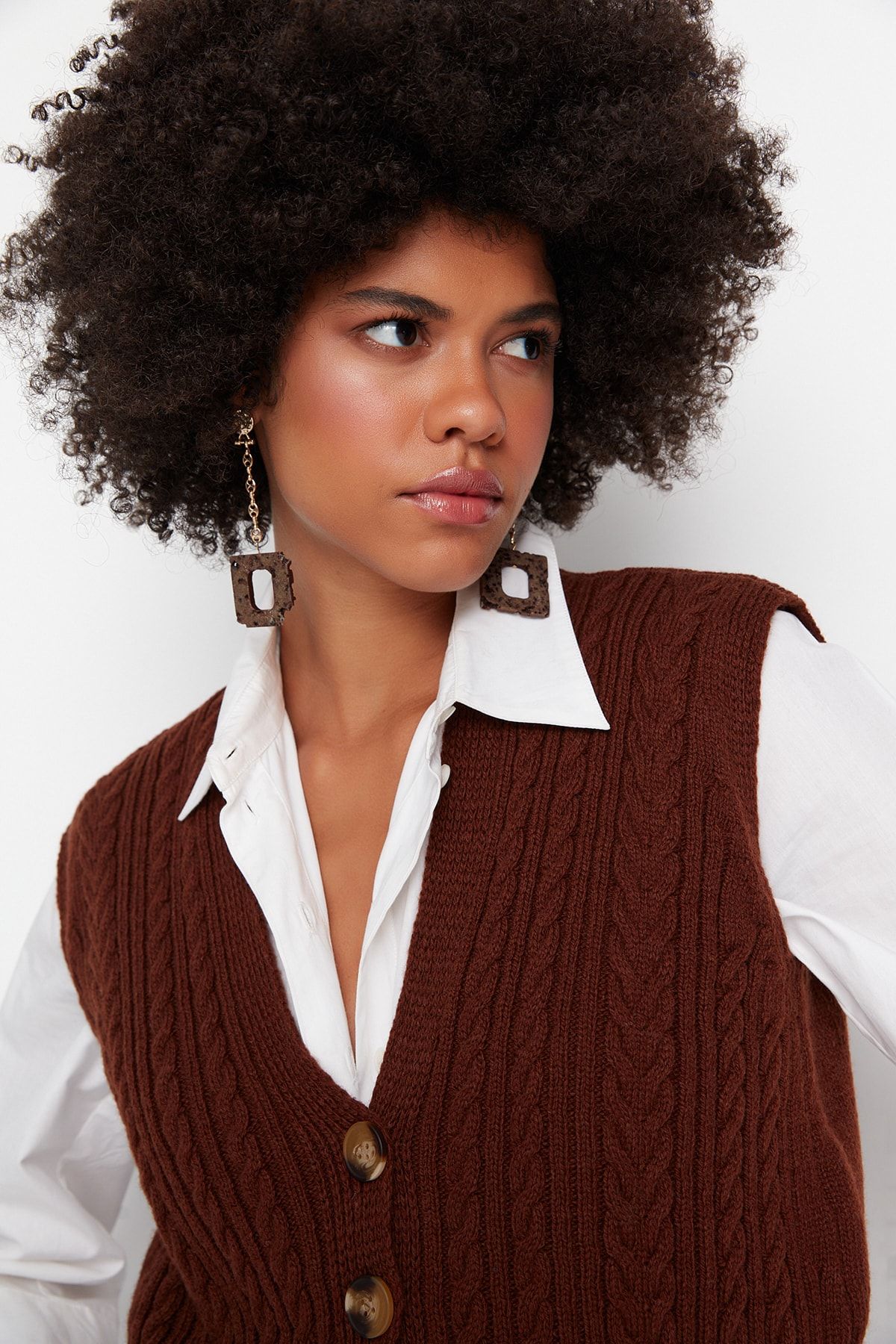 Trendyol Collection Strickweste Braun Regular Fit SF7720