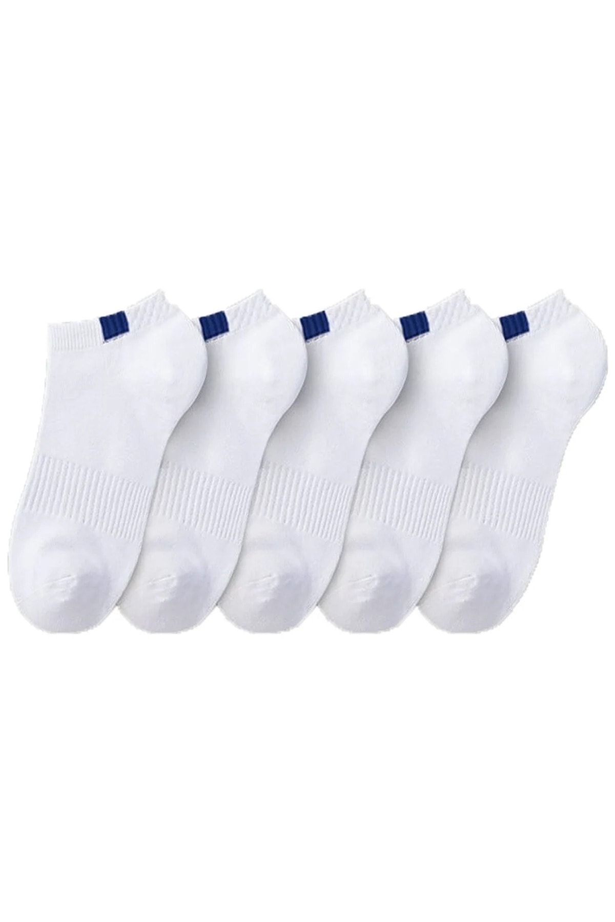 Sock Fashion Unisex Yazlık Extra Soft Spor Patik Çorap Seti 5 Çift lacivert Kare