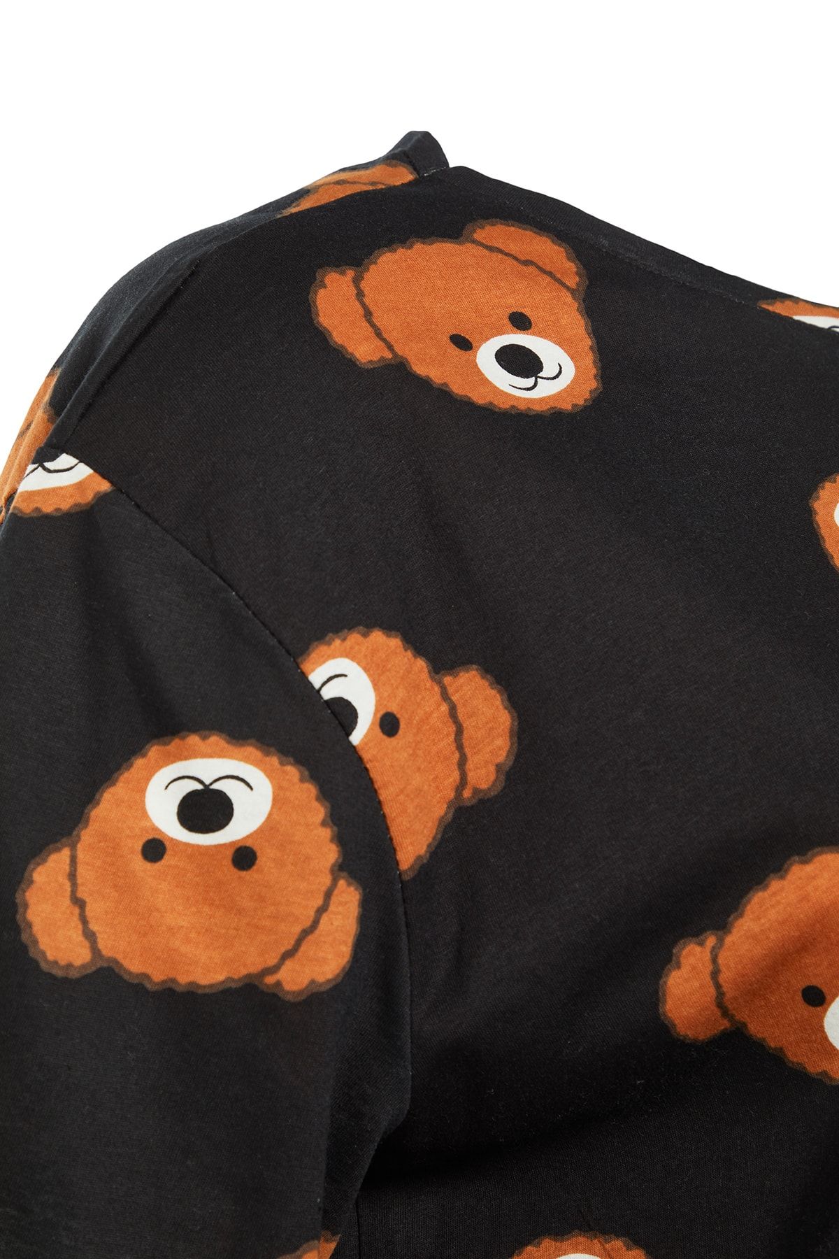 Trendyol Curve-Anthracite Teddy Bear Patterned Knitted Pajamas Set TBBAW23AI00039 7