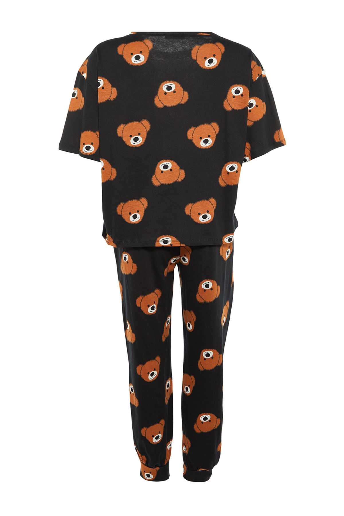 Trendyol Curve-Anthracite Teddy Bear Patterned Knitted Pajamas Set TBBAW23AI00039 8