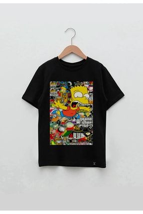 Simpsons Tasarım Baskılı Unisex Çocuk Tişört 54mym463