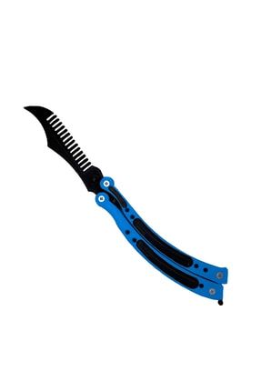 Cs Go Kelebek Şeklinde Bıçak Plastik Tarak Sallama Stres Atma Mavi Saplı CSGO-TARAK-MAVİSAP