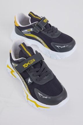 Unisex Siyah Sarı Cırtlı Rahat Kalıp Sneaker TBNS05