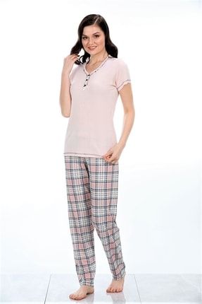Bambu Kısa Kol Pijama Takımı Somon 98187