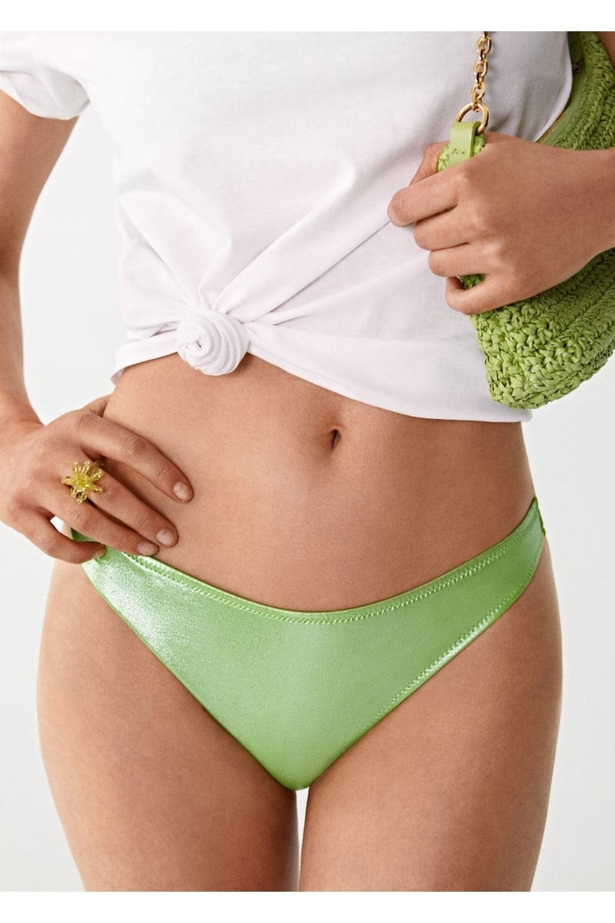MANGO Woman-Partea de jos de bikini metalica 6