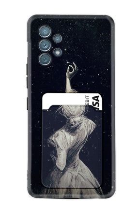 Samsung Galaxy A73 Kılıf Kartvizitli Kartlıklı Desenli Silikon Star Woman 1332 a73kelvindüz1x7t3