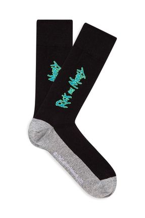 Rick And Morty Baskılı Siyah Soket Çorap 0910292-900