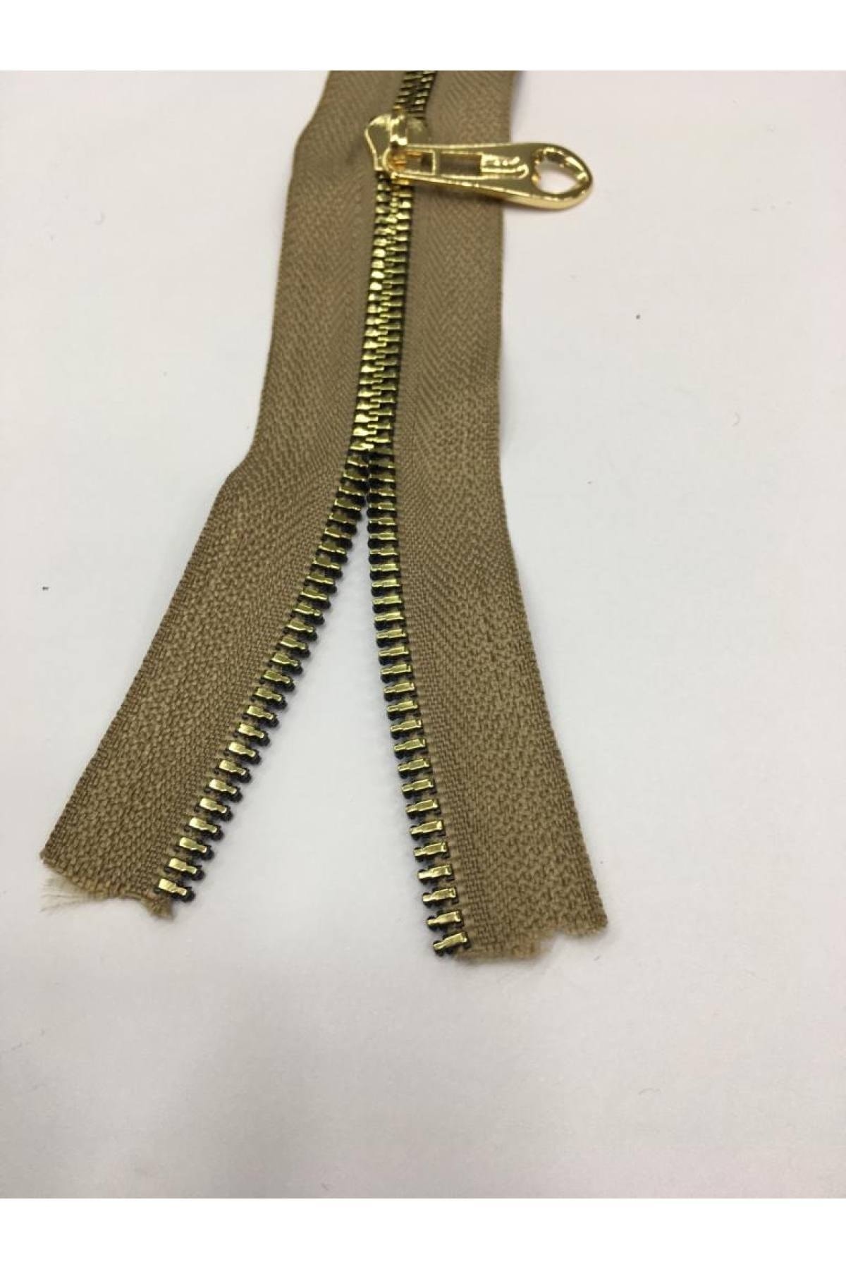 Bag Zipper / Metallic Look / Gold 35 Cm Cappuccino