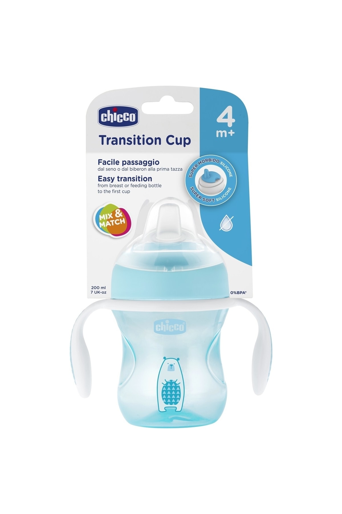 Chicco Yumuşak Uçlu Geçiş Bardağı 4m+ Erkek fotoğrafı 2 (önizleme)