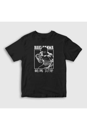 Unisex Çocuk Siyah Strong Anime Hanma Baki T-shirt 319162tt