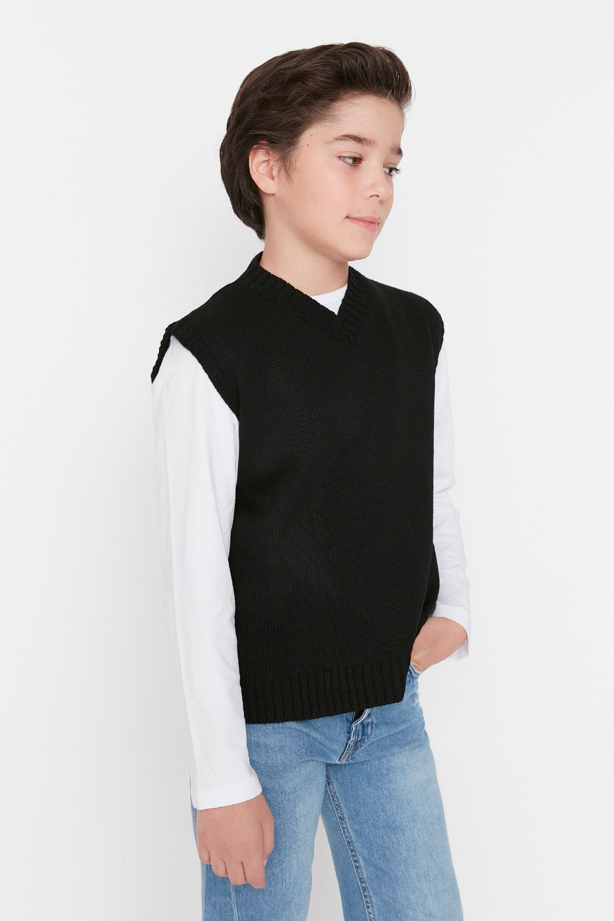 Boys black clearance sweater vest