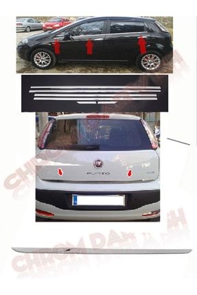 Fiat Grande Punto Krom Cam Çıtası 6 Parça 2005-2018 Ve Bagaj Alt Çıtası Paslanmaz Çelik sret