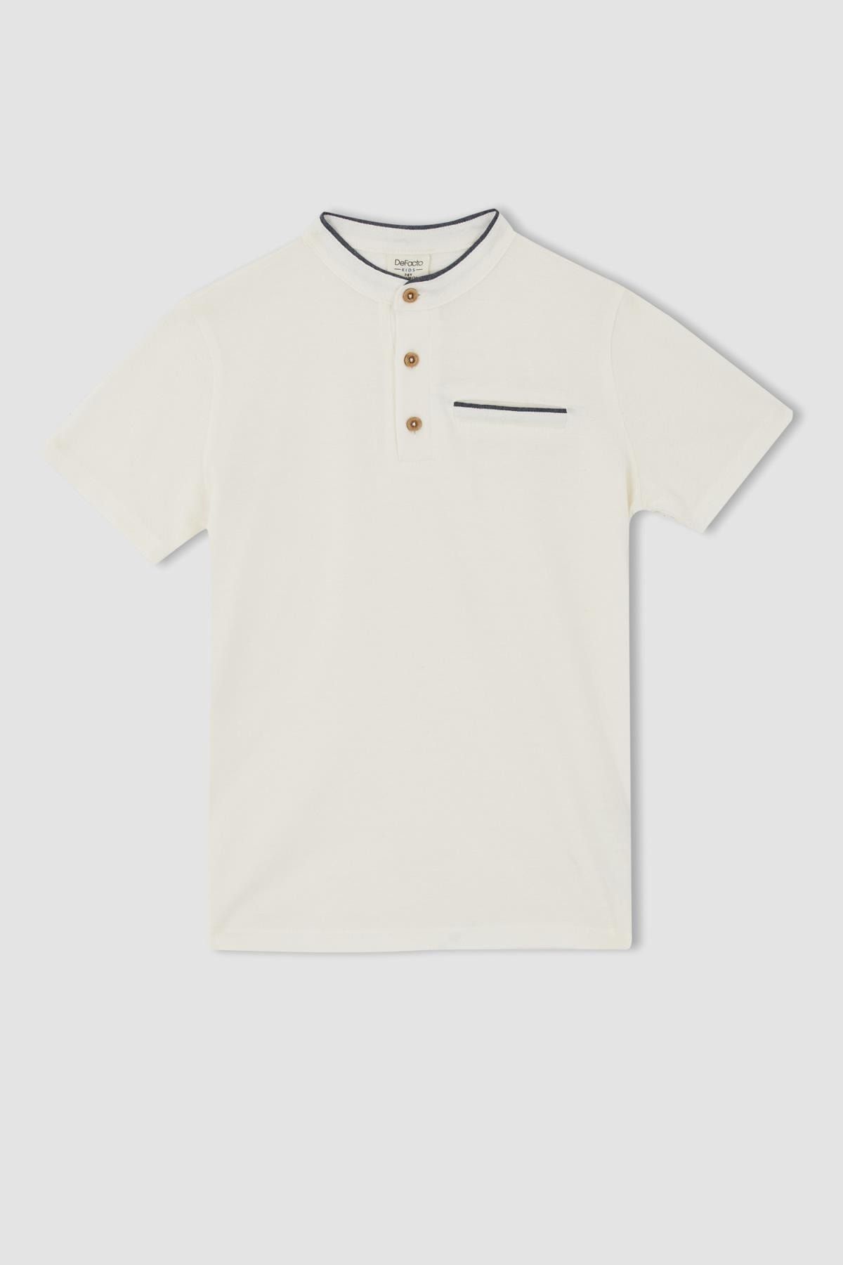DeFacto Poloshirt Ecru Regular Fit