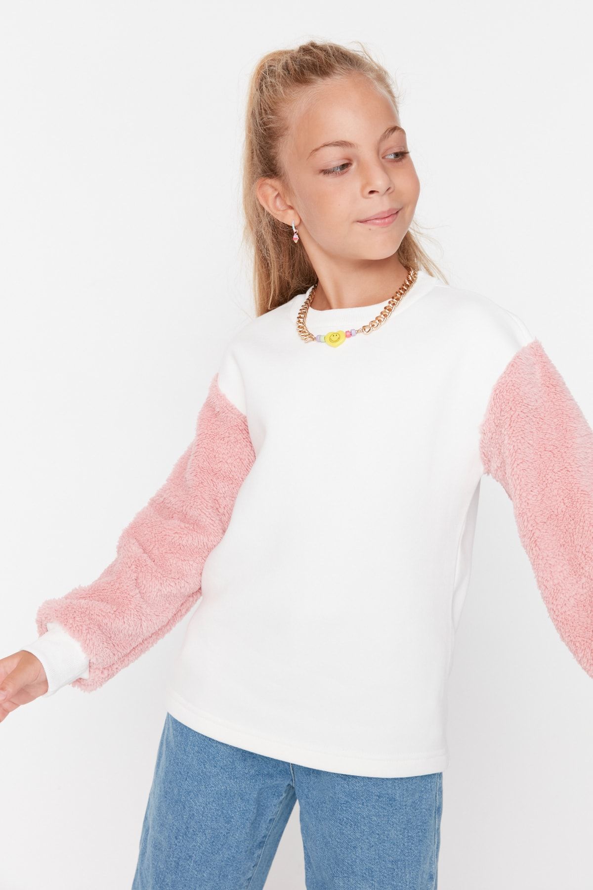 TRENDYOLKIDS Sweatshirt Ecru Regular Fit Fast ausverkauft