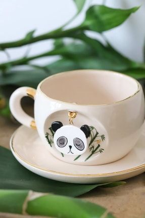 Nature Serisi Panda Çay Fincanı Seramik El Yapımı BSK-NCF04
