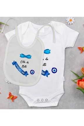 Bk Kids Sünnet Tasarımlı Bebek Body Zıbın Ve Mama Önlüğü Seti - Model 1 Bitmeyen120124