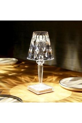 Dekoratif Elmas Kristal Şekilli Cata Tokyo Şarjlı Masa Lambası 3 Farklı Işık Modlu Dimmerli Abajur UG-CT-08432-02