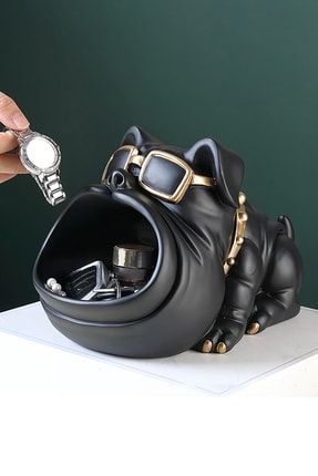 Özel Tasarım Bulldog Dekoratif Biblo Heykel Şekerlik Anahtarlık Kartlık Saklama Giriş Tepsisi KH0028