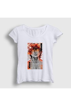 Kadın Beyaz Fire Anime Hanma Baki T-shirt 317623tt