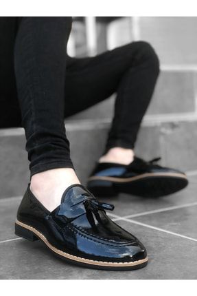 Ba0009 Rugan Püsküllü Corcik Siyah Klasik Erkek Ayakkabısı BA0009-SRP1