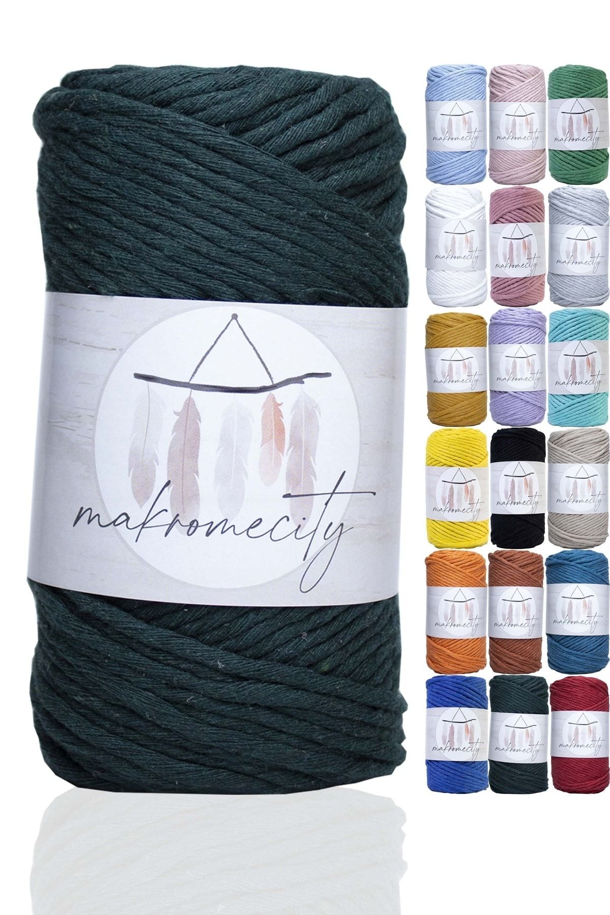 Makromecity-حبل مكرامية فاخر قابل للمسح 3 مم مكرامية قابلة للمسح مجموعة من 4 قطع إكرو كاكي بلاط نفطي 5