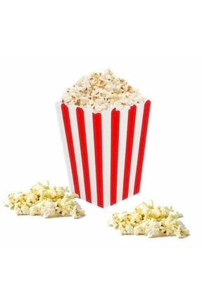Kırmızı Beyaz Çizgili Karton Popcorn Mısır Cips Kutusu 8 Adet DPS 3396