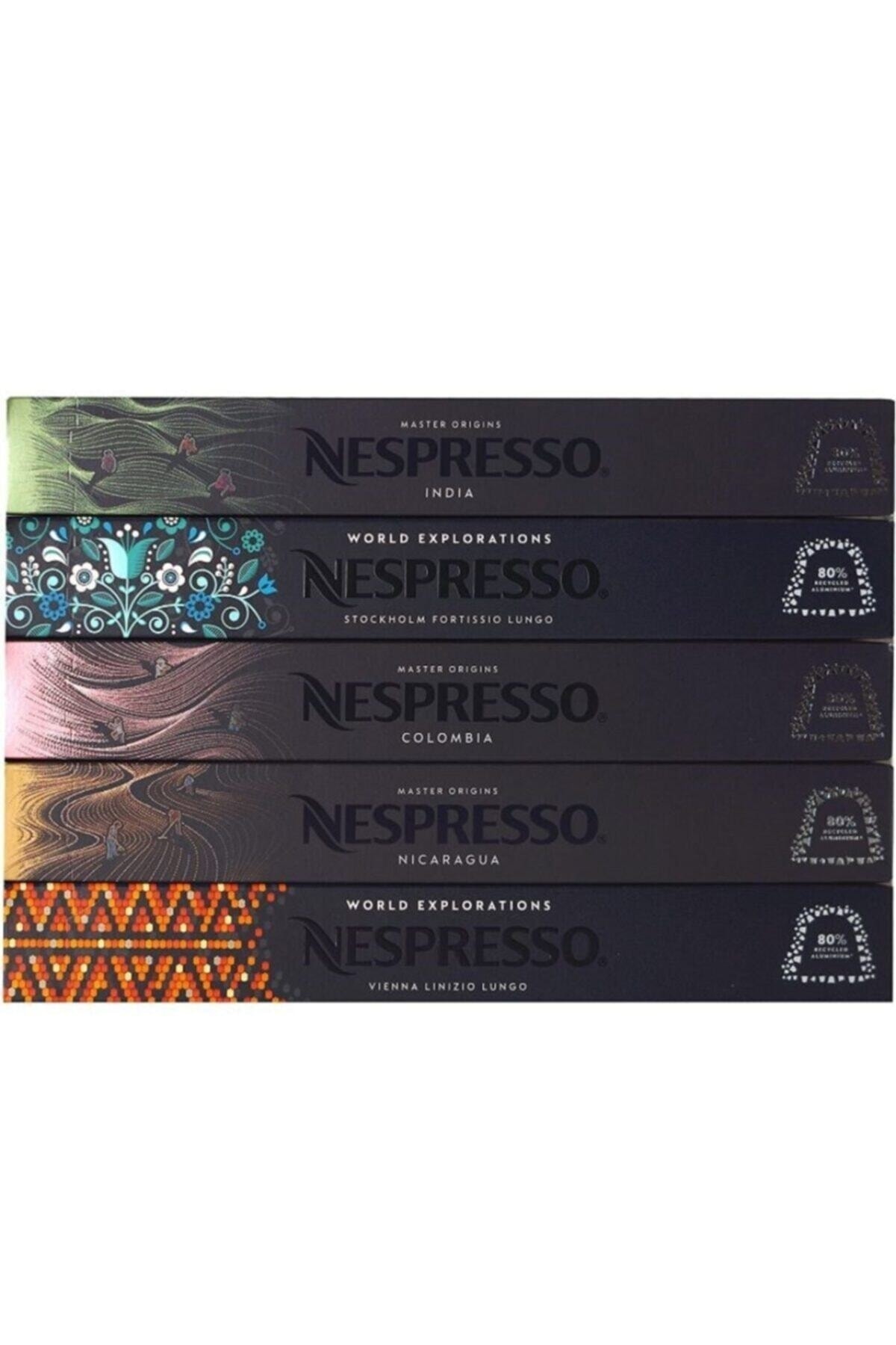 Nespresso Yöresel Zengin Tatlar Serisi 5'li Set India-stockholm-colombia-nicaragua-linizio