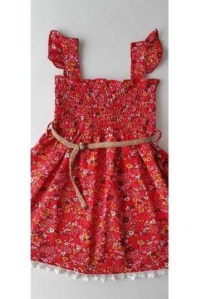Kırmızı Çiçekli Elbise HK1