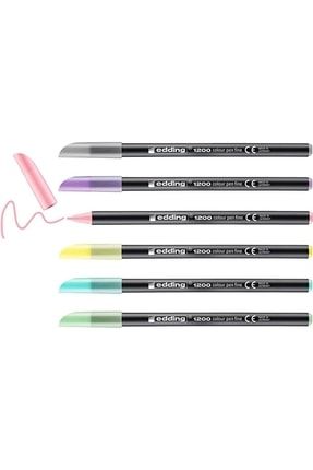 1200 Ince Uçlu Keçeli Kalem - 6 Pastel Renkli Set - Yuvarlak Uçlu 1 Mm TYC00503048483