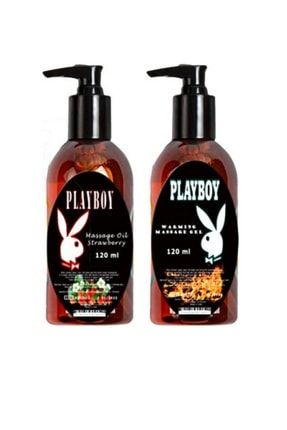 Playboy Erotik Çilek Aromalı Isıtıcılı Rahatlatıcı Kokulu Vücut Aromaterapi Masaj Yağı 120ml 2 Adet