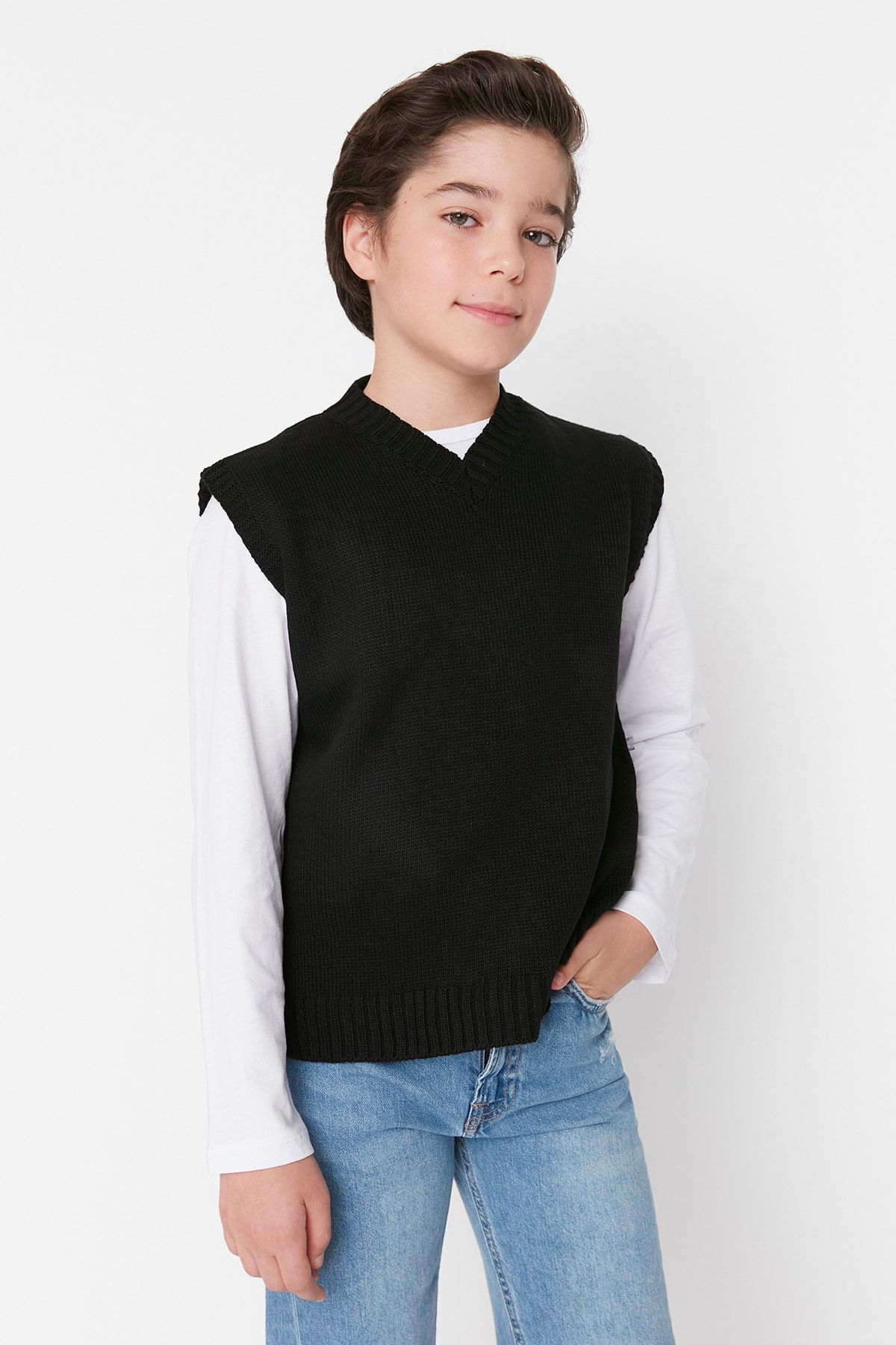 Boys black clearance sweater vest
