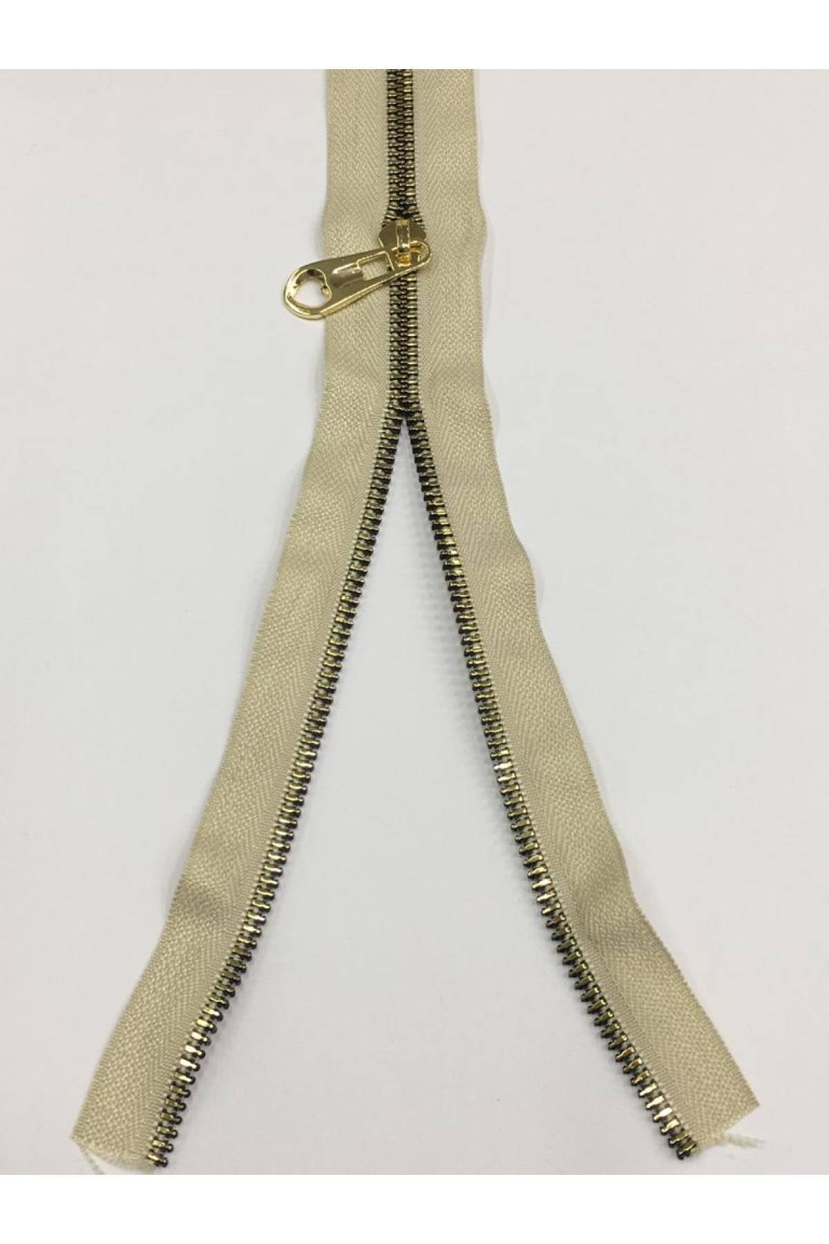 Bag Zipper / Metallic Look / Gold 35 Cm Cream