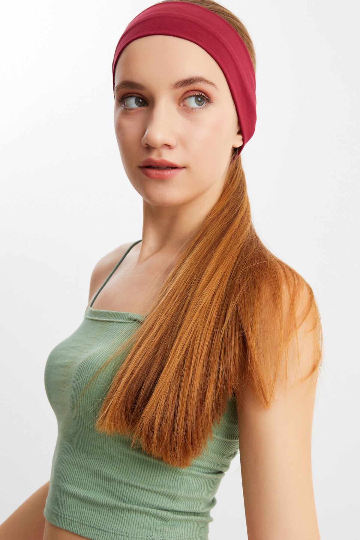 Kadın Pamuklu Penye, Kaymaz, Terletmez, Ultra Hafif, Spor Saç Bandı Bandana 5