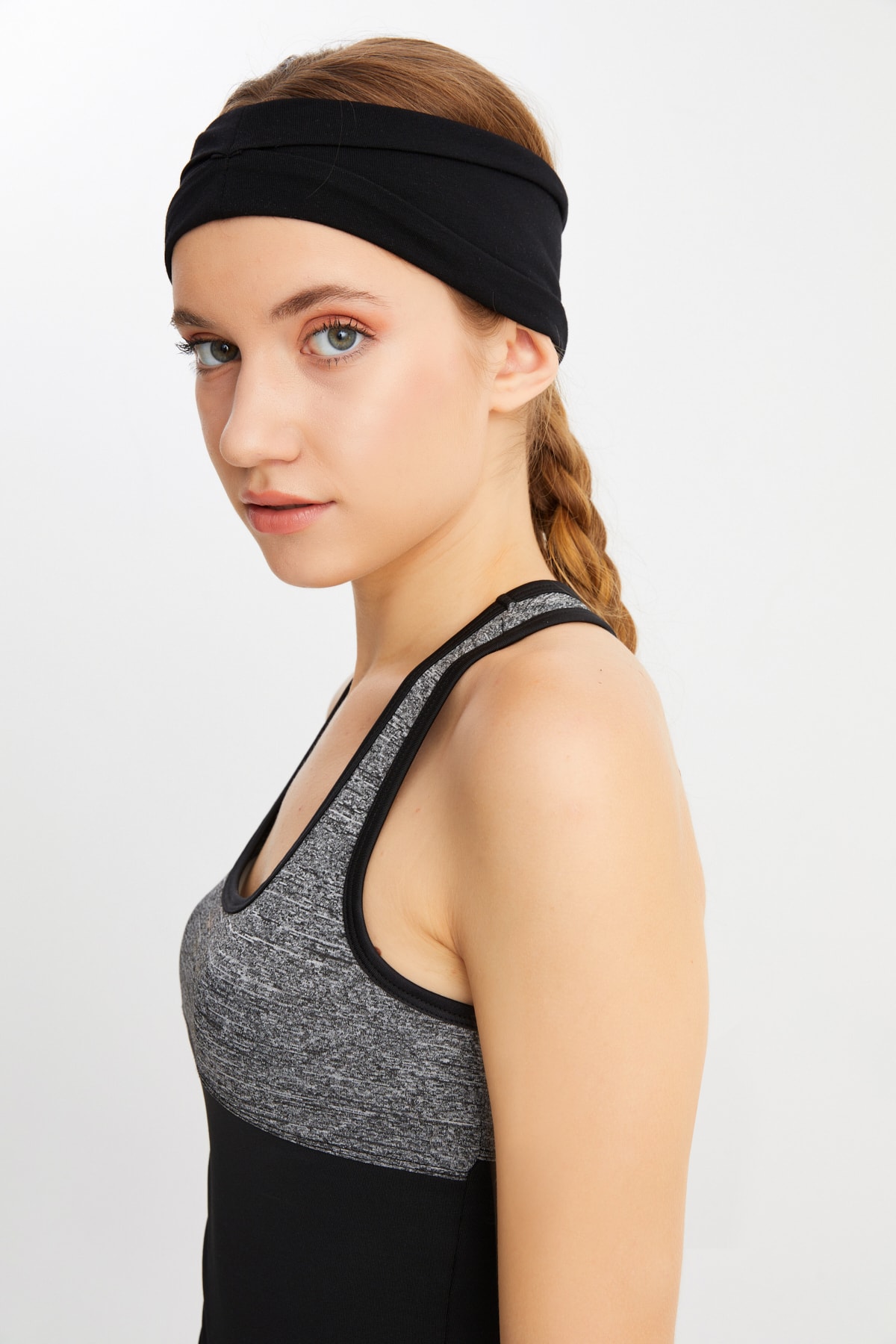 Kadın Çift Taraflı Kullanım Alternatifli, Pamuklu Penye, Kaymaz, Hafif, Spor Saç Bandı Bandana 5