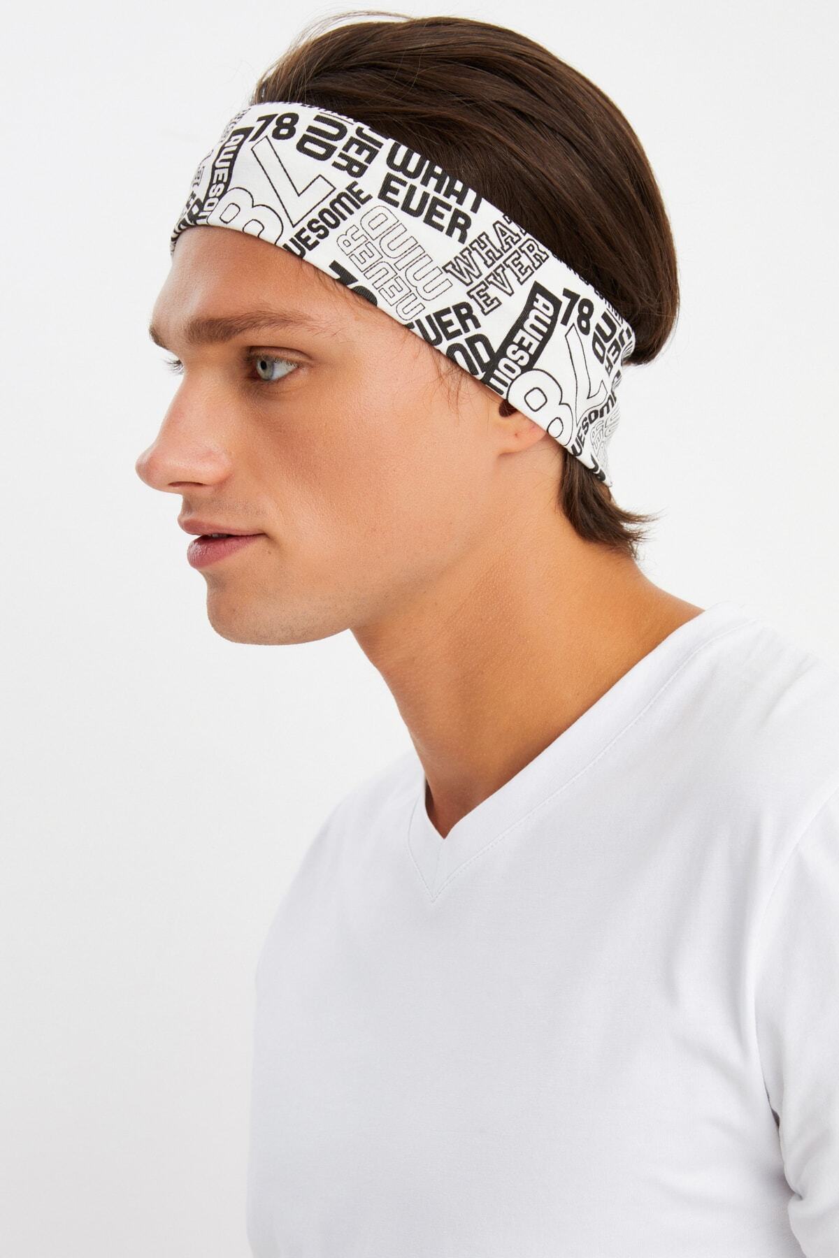 Erkek Pamuklu Penye, Kaymaz, Terletmez, Ultra Hafif, Spor Saç Bandı Bandana 5