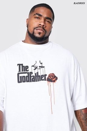 Blackrock Erkek The God Father Baskılı Siyah Oversize T-shirt BR-THEGF