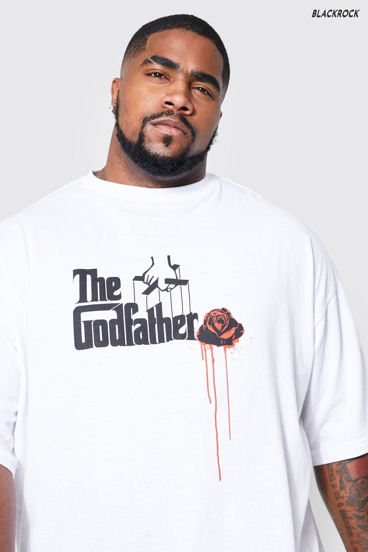 Men's The God Father Printed Black Oversize T-shirt