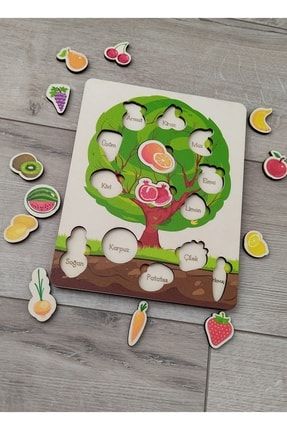 Meyve Ve Sebzeler Renkli Ağaç Puzzle ankbtrnkag