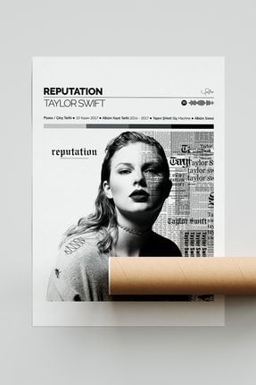 Taylor Swift Reputation Albümü Spotify Barkodlu Çerçevesiz Albüm Poster HGPSTRHG23