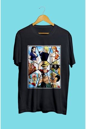 One Piece Hasır Şapka Korsanları Anime Karakter Baskılı Özel Tasarım Tişört AKRB0868T
