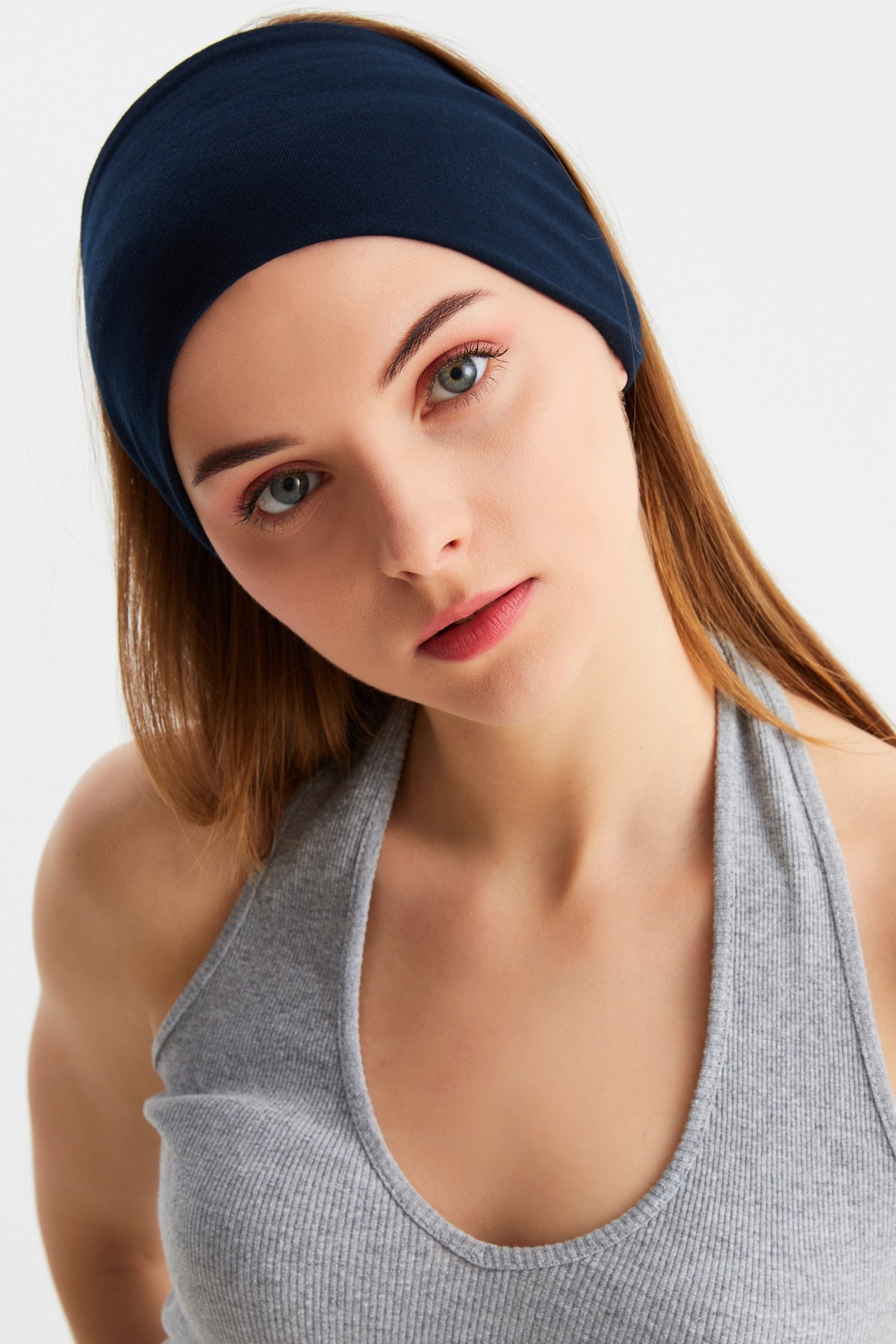 Kadın Çift Taraflı Kullanım Alternatifli, Pamuklu Penye, Kaymaz, Hafif, Spor Saç Bandı Bandana 3