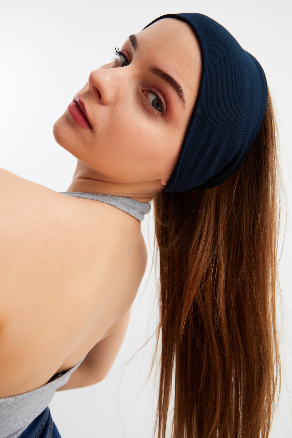 Kadın Çift Taraflı Kullanım Alternatifli, Pamuklu Penye, Kaymaz, Hafif, Spor Saç Bandı Bandana 7