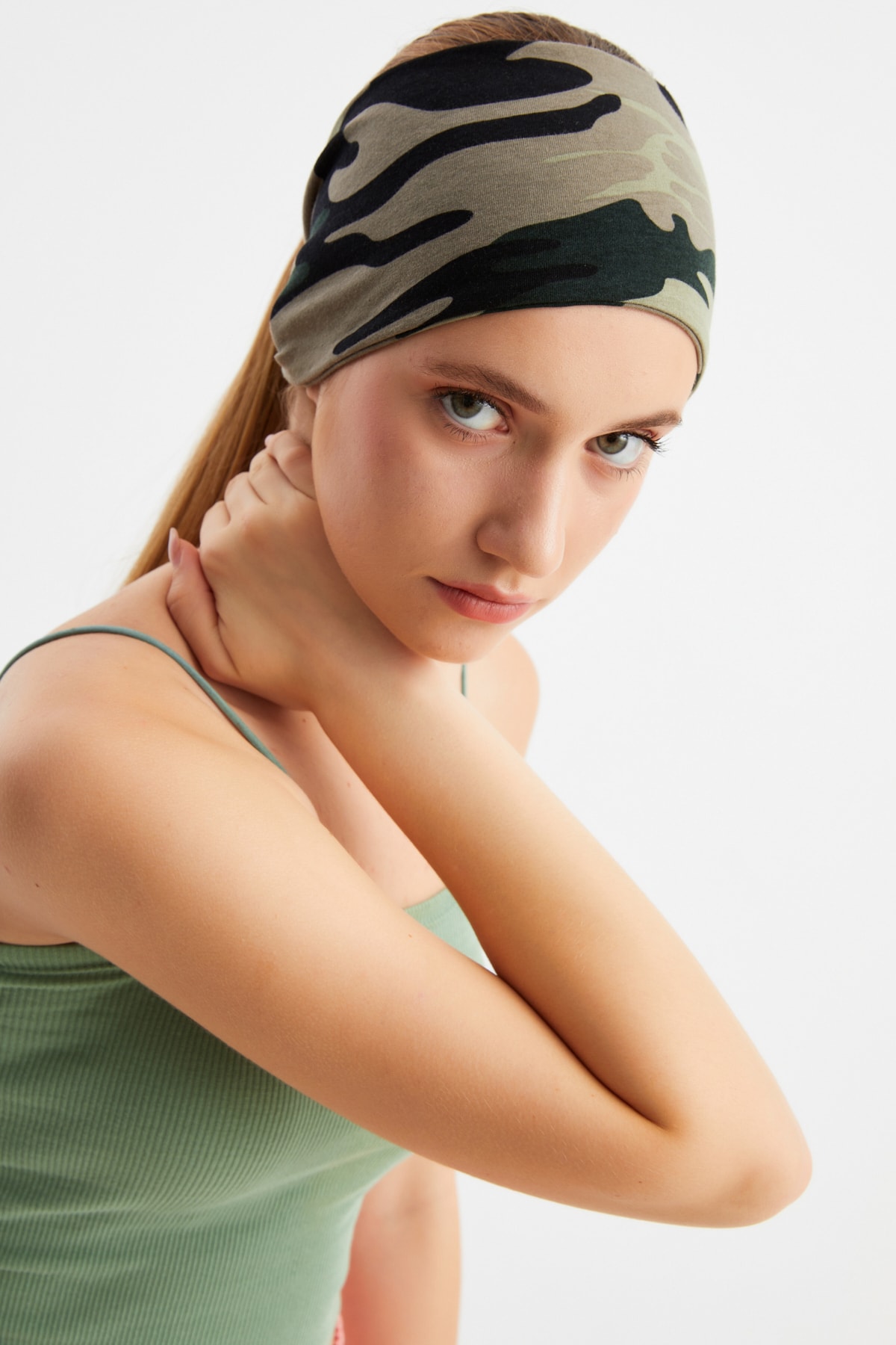 Kadın Çift Taraflı Kullanım Alternatifli, Pamuklu Penye, Kaymaz, Hafif, Spor Saç Bandı Bandana 2