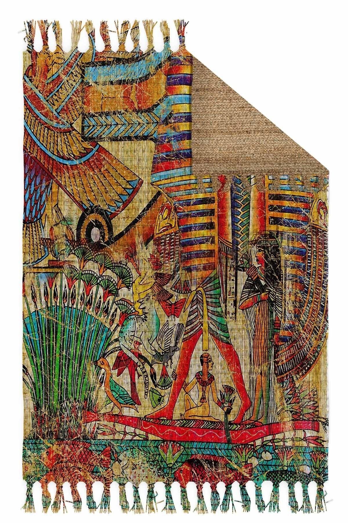 Osso Halı Osso Casablanca Jüt Hasır Desenli Vintage Yıkanabilir Çift Taraflı Kara Tezgah Dokuma Kilim Css40