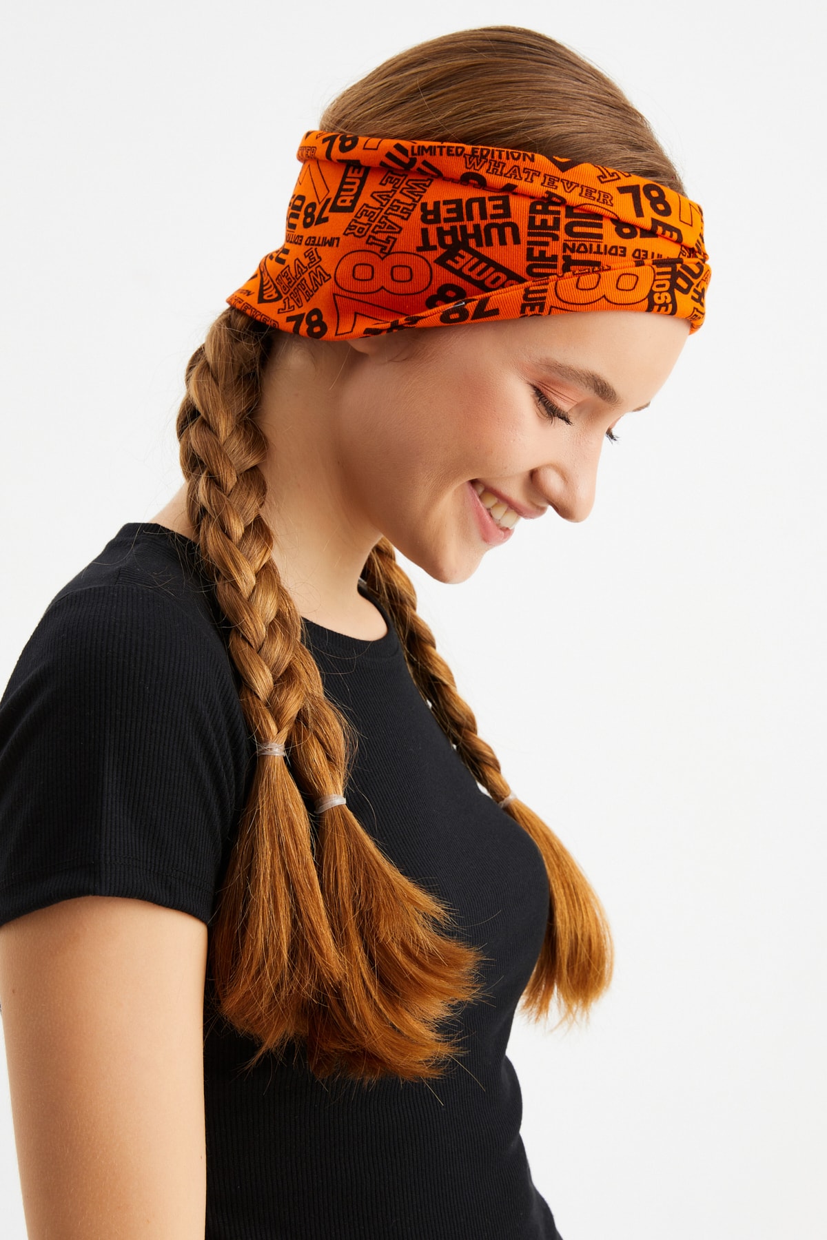 Kadın Çift Taraflı Kullanım Alternatifli, Pamuklu Penye, Kaymaz, Hafif, Spor Saç Bandı Bandana 3