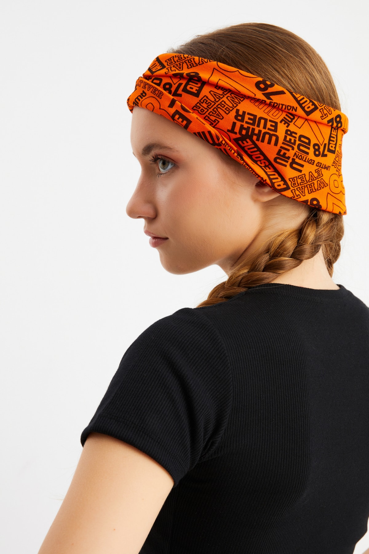 Kadın Çift Taraflı Kullanım Alternatifli, Pamuklu Penye, Kaymaz, Hafif, Spor Saç Bandı Bandana 4