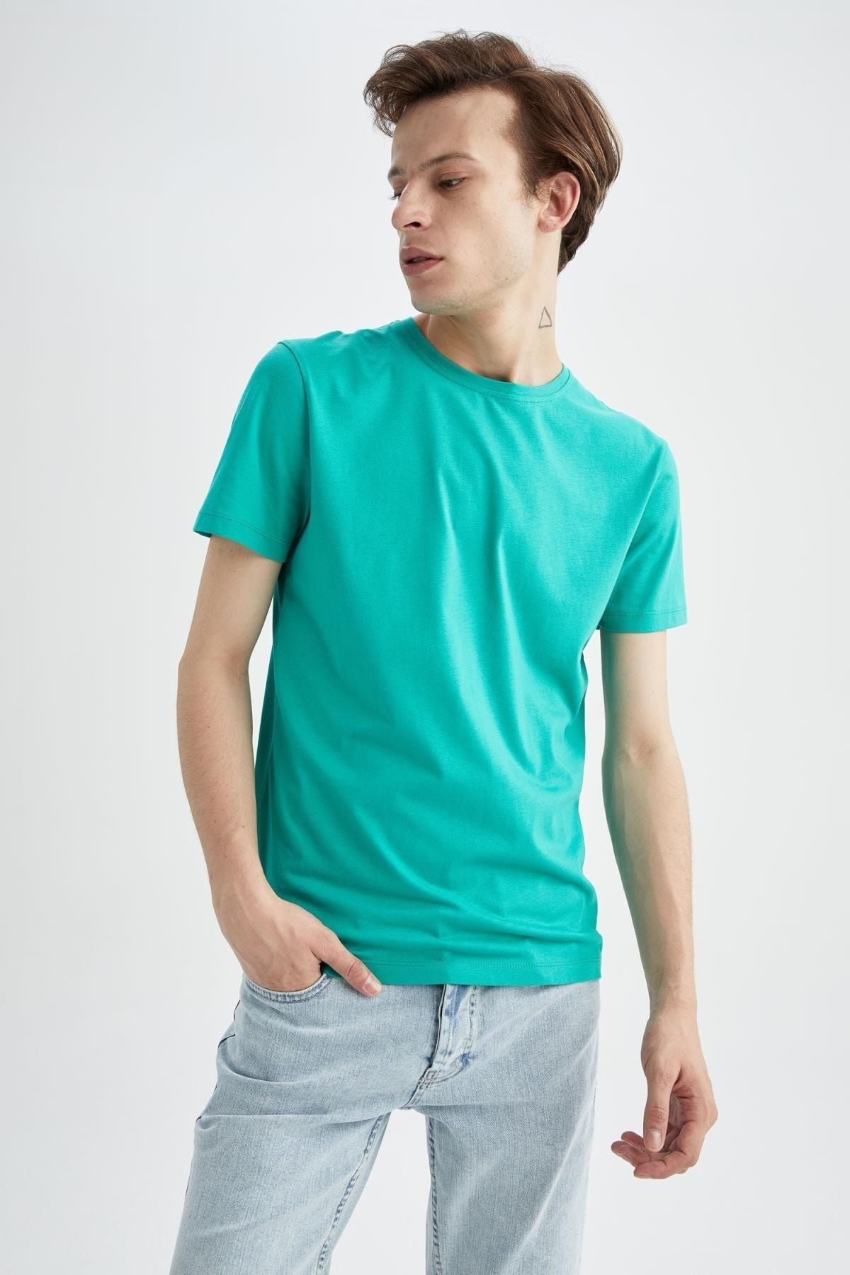 DeFacto T-Shirt Grün Slim Fit