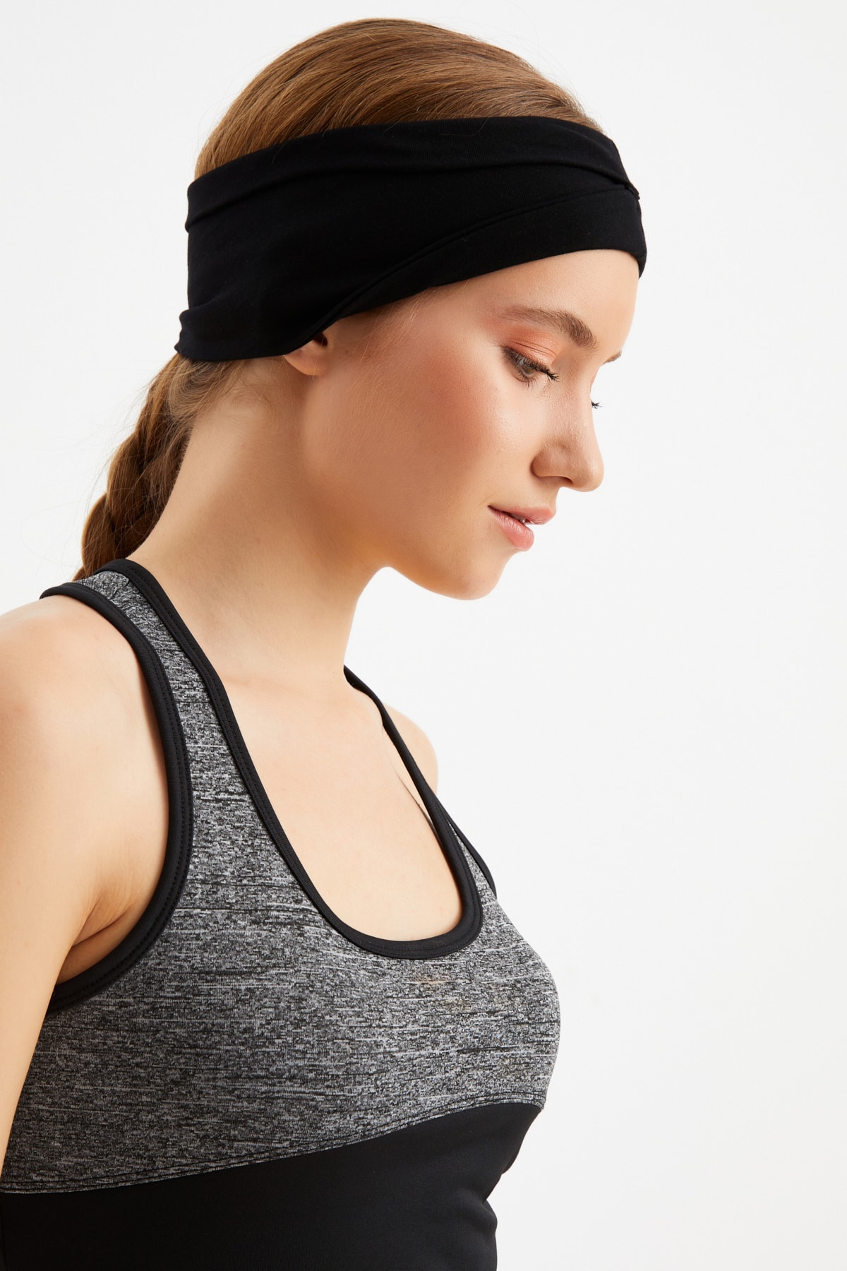 Kadın Çift Taraflı Kullanım Alternatifli, Pamuklu Penye, Kaymaz, Hafif, Spor Saç Bandı Bandana 4