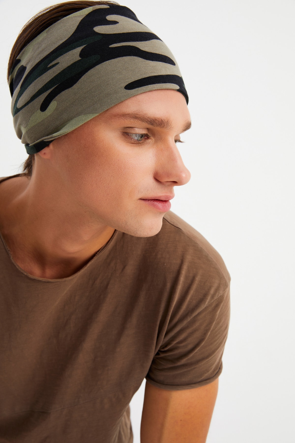 Erkek Pamuklu Penye, Kaymaz, Ultra Hafif, Spor Geniş Saç Bandı Bandana Buff 5