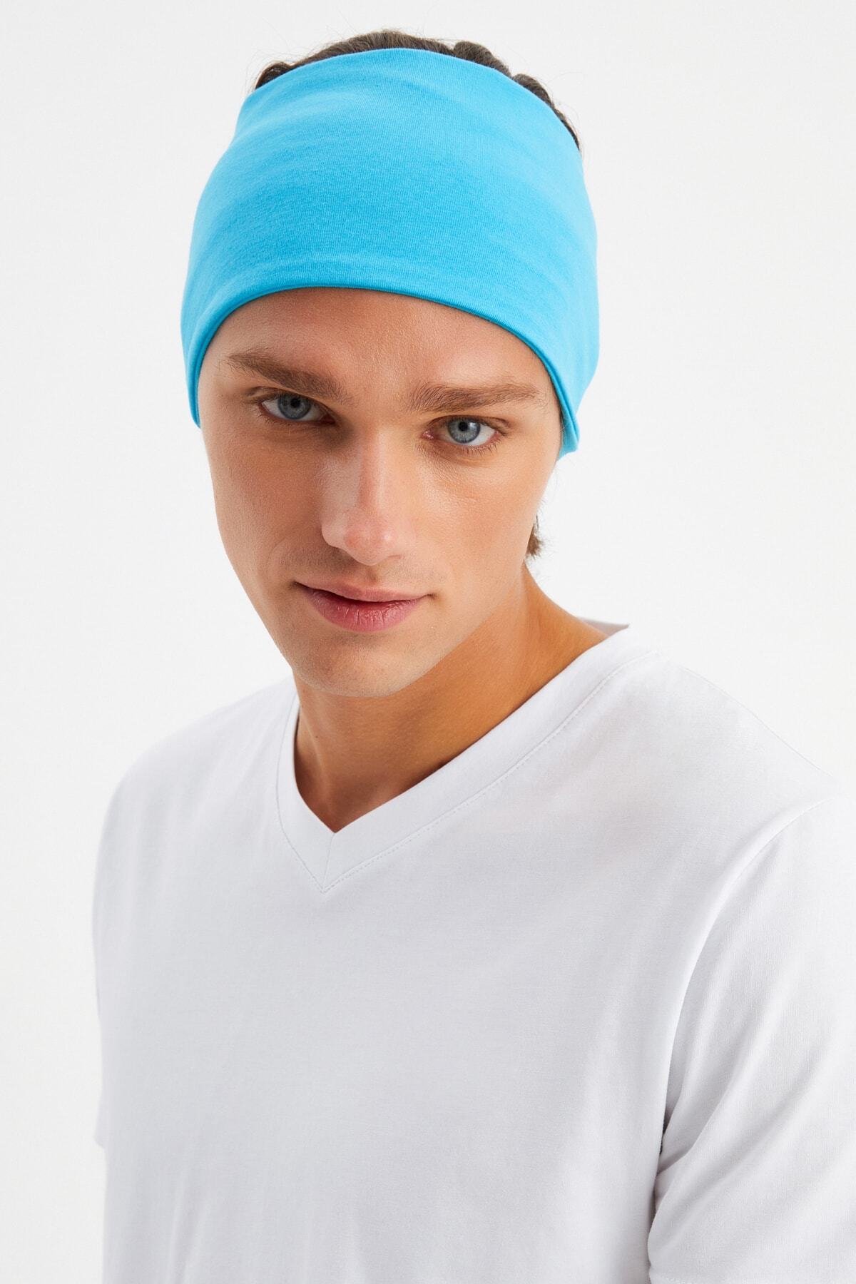 Erkek Pamuklu Penye, Kaymaz, Ultra Hafif, Spor Geniş Saç Bandı Bandana Buff 3